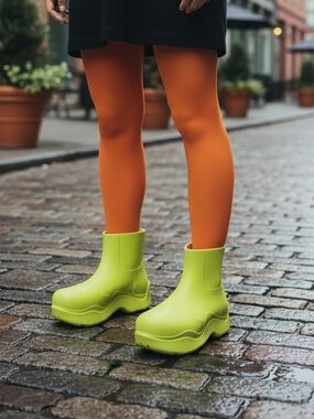Bright key lime Ankle Rain Boots